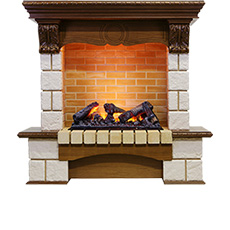 Каминокомплекты в стиле камень обрамление из камня